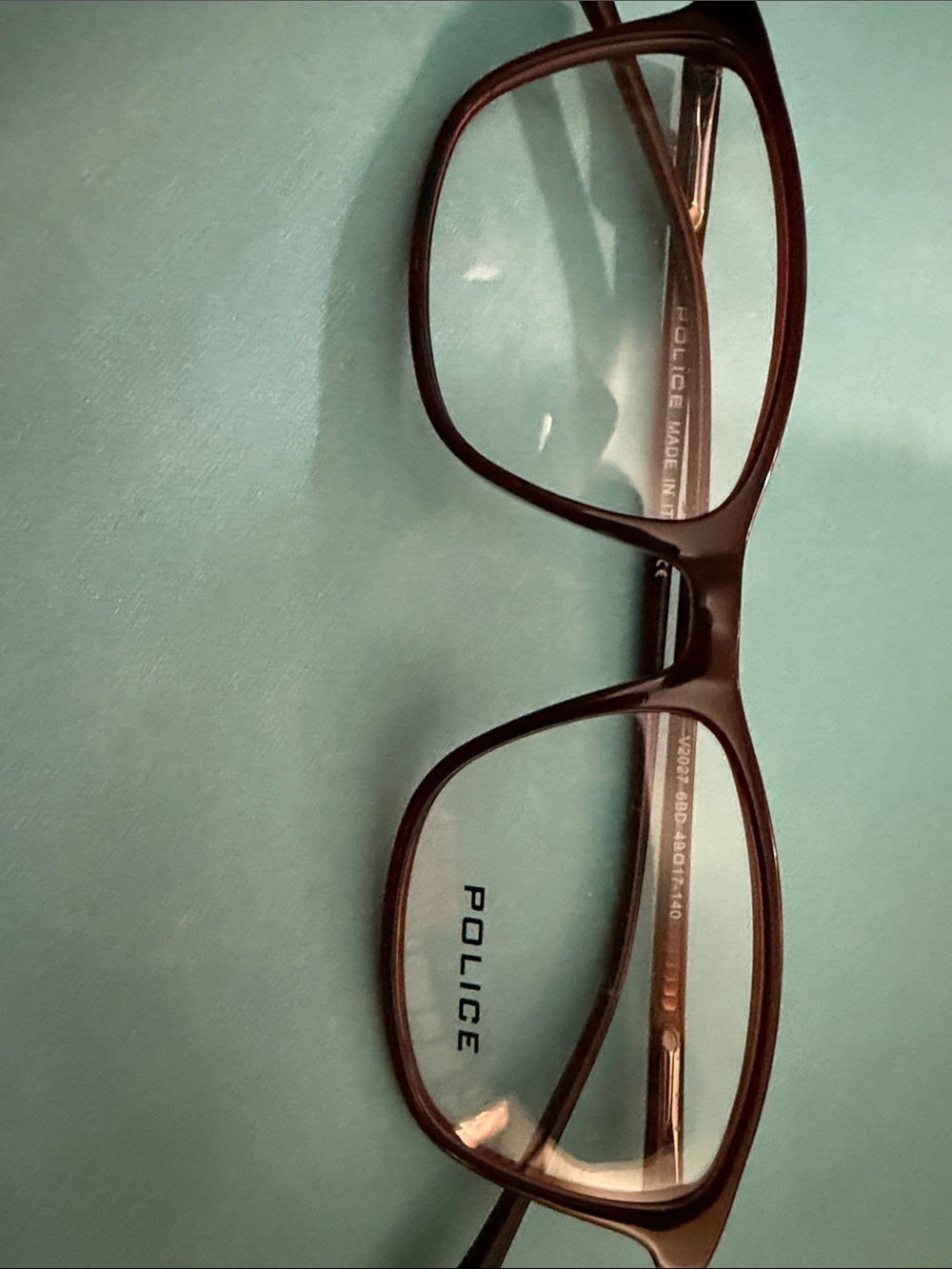 Police Men’s Rectangular Glasses in Brown 49/17/140